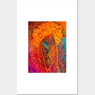 Orange Floral Roses Posters and Art